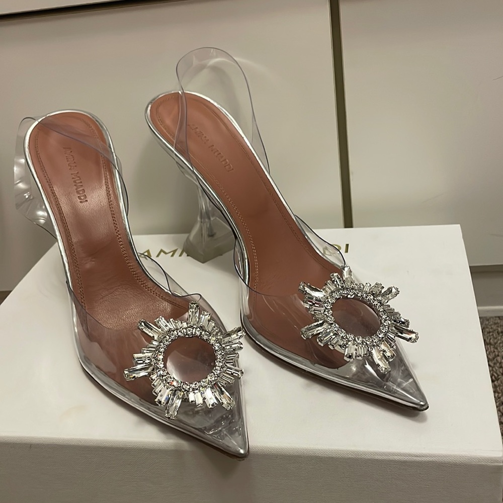 Amina Muaddi PVC begum glass sling back